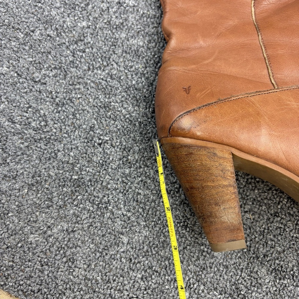Vintage Frye Tall Campus Boots Cognac Brown Leather Heeled Women's 8 USA Boho - Picture 13 of 16